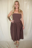 Brown/Black Polka Dot Midi Dress