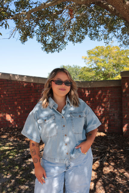 Boxy Denim Button Up