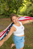 Beaded Flag Square Neck Tank