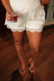 Cream Satin Lace Shorts