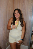 Yellow & White Gingham Scrunched Tank