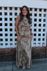 Satin Zebra Maxi Dress