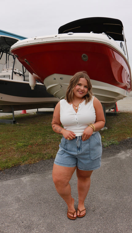 Chambray Denim Shorts