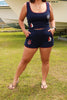 Nautical Navy Knit Mini Shorts