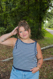 Navy/White Stripe Knit Tank