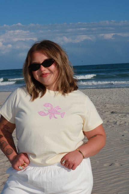 Pale Yellow Lobster Patch Baby Tee