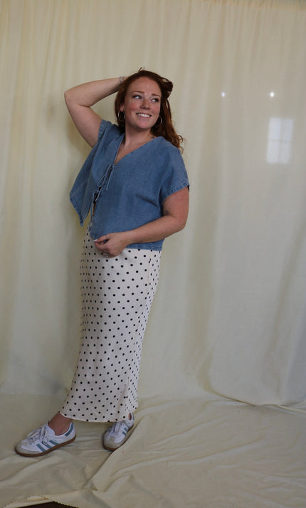 Satin Polka Dot Maxi Skirt