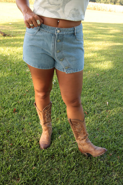 Denim Button Shorts
