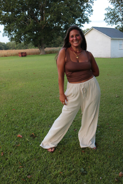 Pinstriped Linen Pants