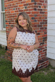 Cream/Brown Lace & Polka Dot Mini Dress