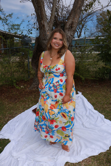 Tropical Picnic Midi Dress