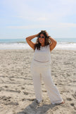 Cream Wide Leg Flowy Pants