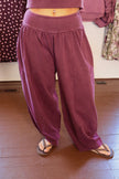 Dark Burgundy Barrel Pants