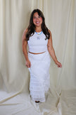 White Ruffle Maxi Skirt