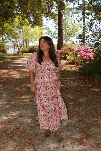 Peony Glow Maxi Dress