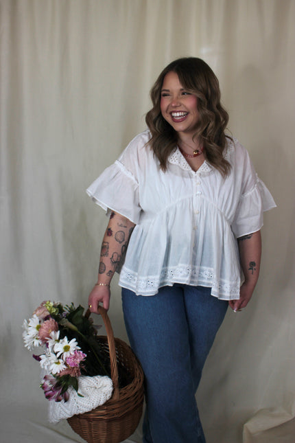 White Airy Collar Blouse