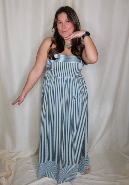 Green Striped Maxi Dress