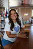 White Blue Gingham Heart Tee