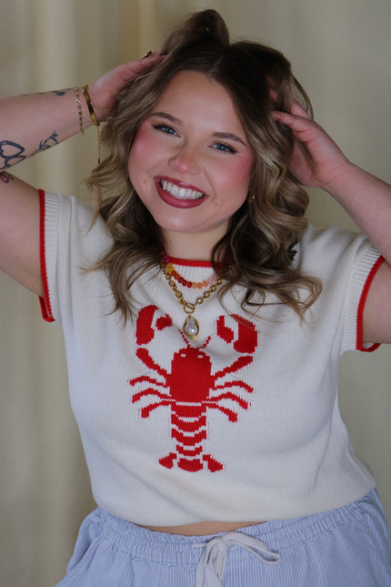 Lobster Short Sleeve Knit Sweater