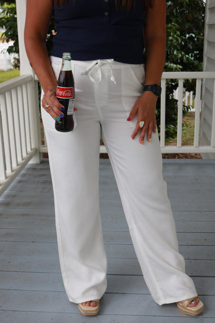 Flowy White Linen Pants