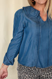 Denim Peter Pan Collared Top