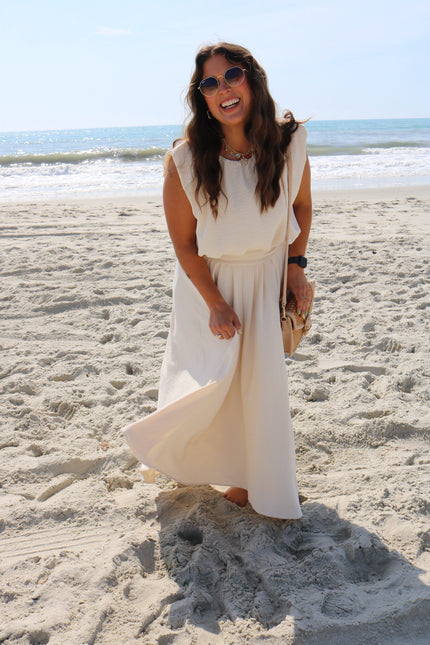 Cream Chiffon Maxi Skirt