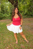 Pleated White Mini Skort