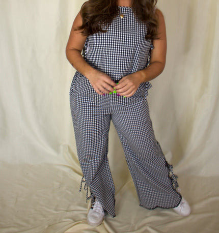 Black & White Gingham Flowy Pants
