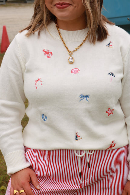 Coastal Icons Embroidered Sweater