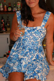 Delos Petals Royal Blue/ White Romper