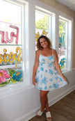 Light Blue Floral Mini Dress