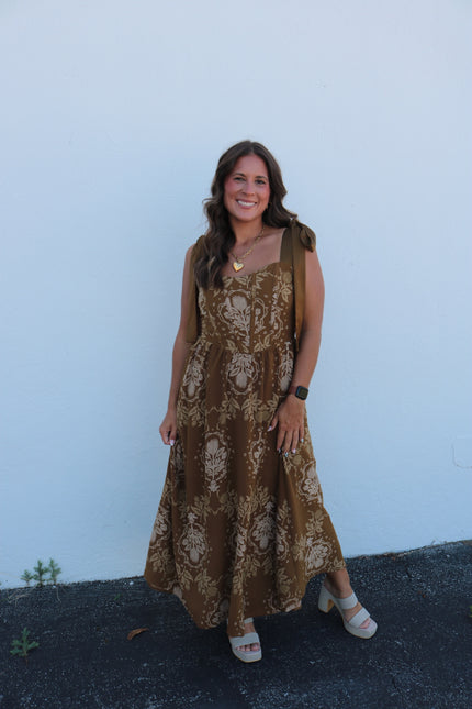 Dark Olive Multi Corset Maxi Dress