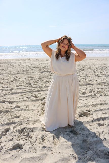 Cream Chiffon Maxi Skirt