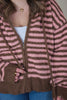 Brown/Pink Striped Fluffy Zip Up