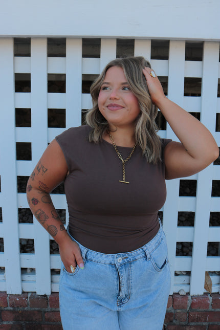 Brown High Neck Body Suit