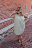 Light Green Striped BabyDoll Dress