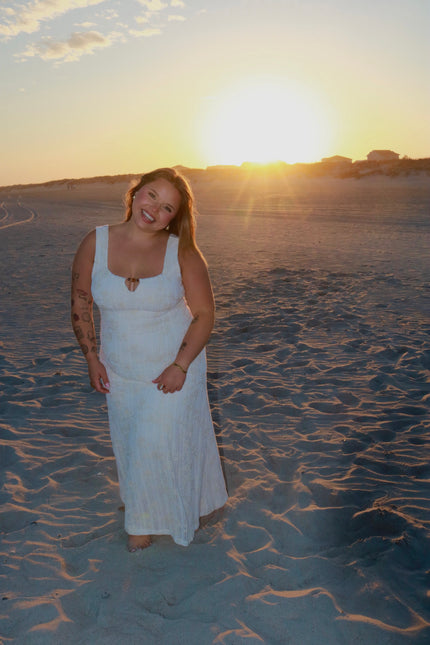 Crocheted Maxi Dress w/ Bead Details
