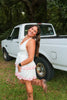 White Halter Ruffle Mini Dress