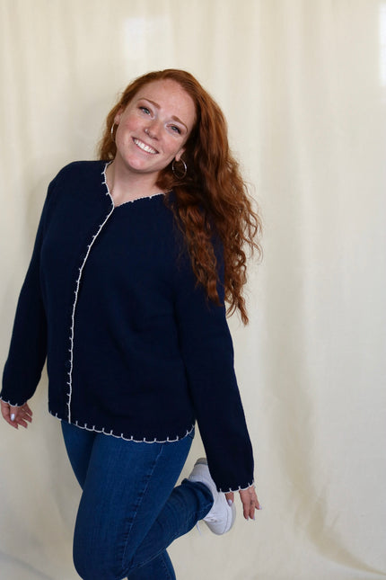 Navy Stitch Cardigan