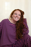 Pink/Navy Boxy Striped Long Sleeve
