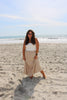 White/Taupe Strapless Bandeau Maxi Dress