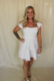 White Eyelet Tiered Mini Dress