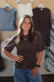 Brown Scrunched Top