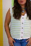 Green/Blue Crocheted Knit Vest