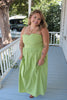 Green Pleated Bodice Maxi Dress