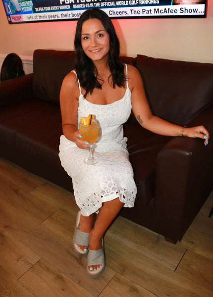 White Crocheted Flower Maxi Dress