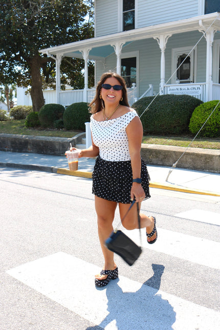 Black & White Polka Dot Mini Skirt