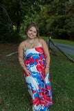 Red & Blue Floral Maxi Dress