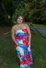 Red & Blue Floral Maxi Dress