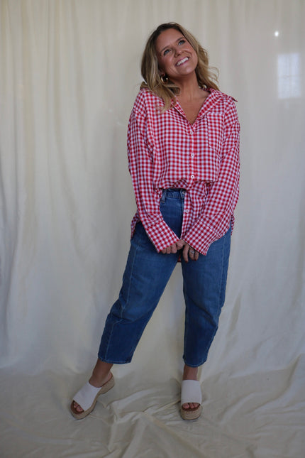 Red Gingham Button Down
